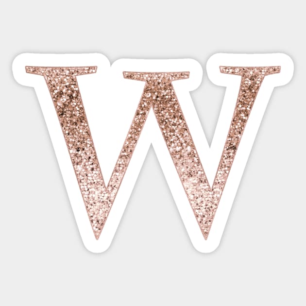 W rose gold glitter monogram letter Sticker by RoseAesthetic